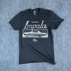 GM Chevrolet Impala T-Shirt Mens Small Black Car Graphic Cotton Crew Neck Casual